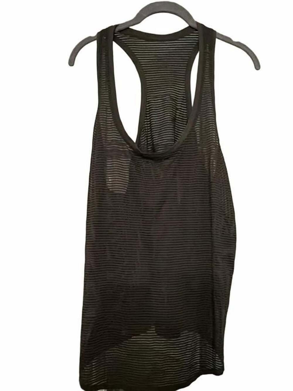 Lululemon Tank Top Olive Green Sheer Striped Racerback Size 6